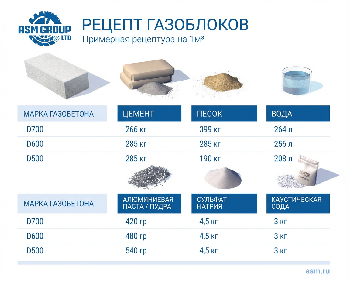 Рецепт газобетона